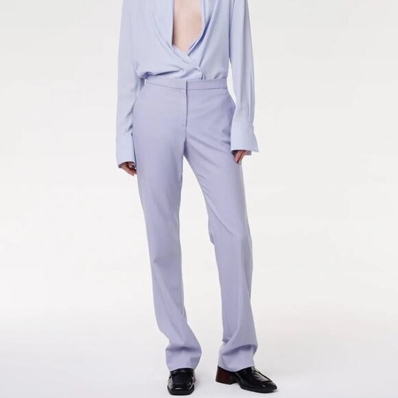 Another Tomorrow Lilac Purple Merino Wool Straight Leg Classic Trouser Pants 10 - Picture 9 of 12